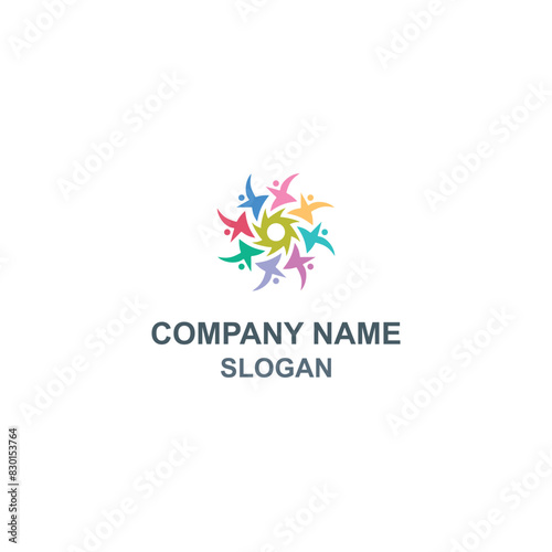 Abstract happy and love people, social community group template logo.