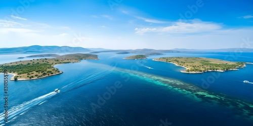 Bird's Eye View of the Kornati Islands National Park in the Adriatic Sea off Croatia. Concept Travel Photography, Croatian Seascape, Aerial View, Island Hopping, Adriatic Coast