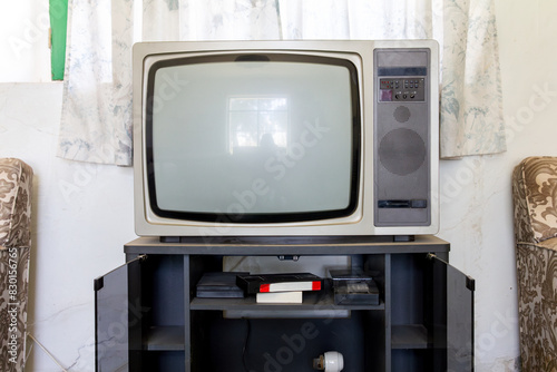 Vintage television set in a retro interior photo