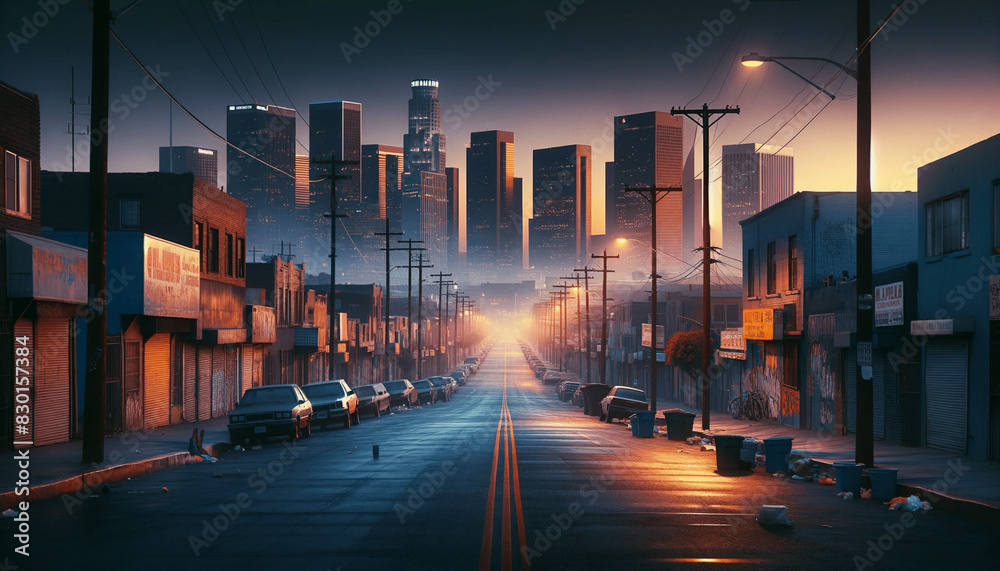 sunset in the city