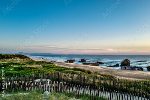 Beach with sunset at Capbreton France