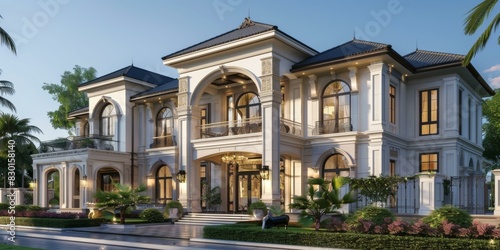 European-Style Mansion with Modern Architectural Design © Adobe Contributor