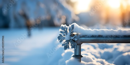 Winter Care Tips for Outdoor Faucets to Avoid Frozen Pipes in Snowy Weather. Concept Winterizing Outdoor Faucets, Preventing Frozen Pipes, Insulating Outdoor Plumbing photo