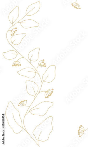 Card with brown branches and berries on white background, for holiday, birthday, invitation, cute simple pattern, pastel colour, spring illustration, frame, greetings postcard congratulations