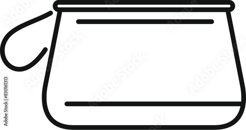 Simple black and white line drawing of a cosmetic bag, perfect for icons or logos