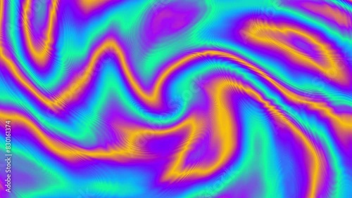 Surface of Liquid Soap with Changing Rainbow Colours. Macro Looping 4k footage photo