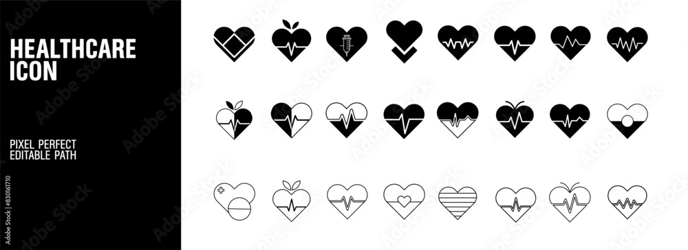 Fototapeta premium Medical and Healthcare Icons Set Professional Symbols vector design
