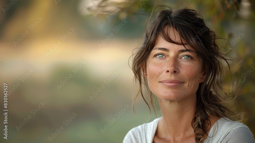 smiling blonde model with beautiful eyes poses outdoors in a summery fashion smiling blonde model with beautiful eyes poses outdoors in a summery fashion