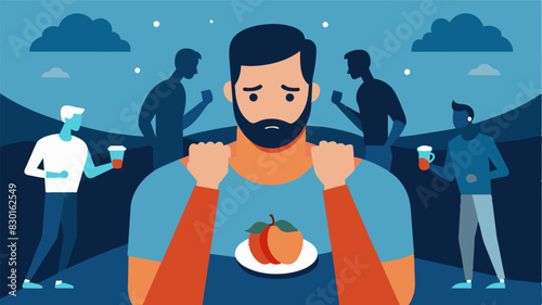 Not shying away from the ugly realities of an eating disorder the man encourages others to stay strong and persevere through the tough times.. Vector illustration