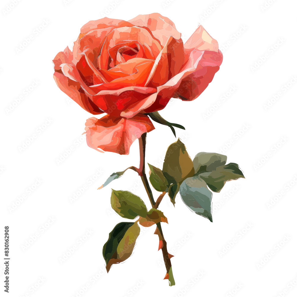 A single red rose isolated on a white background A single red rose isolated on a white background