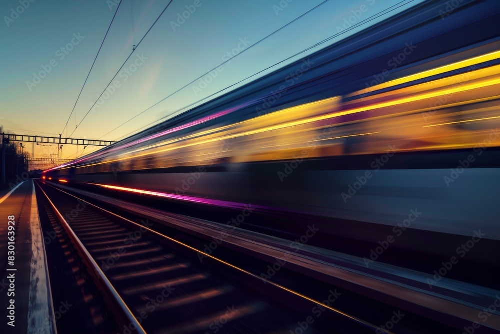 Fototapeta premium Fast train ride through the scenic countryside: an unforgettable experience
