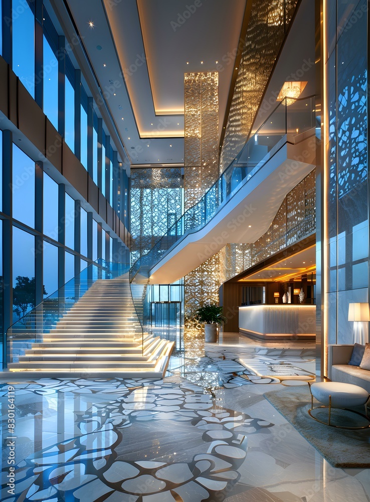 Staircase and Railing in Luxury Hotel Lobby Stock Photo | Adobe Stock