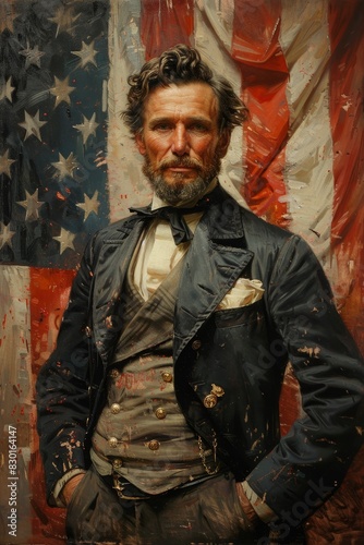Portrait of a gentleman man in an antique suit. The photo belongs to the Victorian era. US Independence Day © Александр Лобач