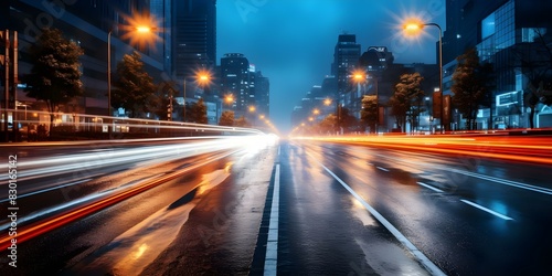 Capturing the urban energy: Blurred motion of cars on city street at night. Concept City Lights, Urban Energy, Night Photography, Blurred Motion, Cityscape © Ян Заболотний