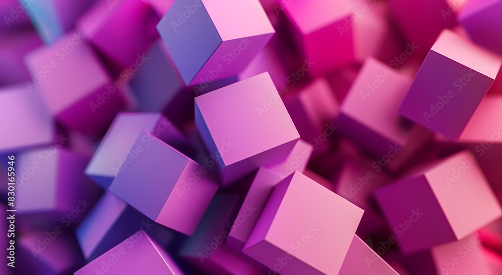 Obraz premium 3D render of pink and purple abstract cubes background in the style of abstract cubes 