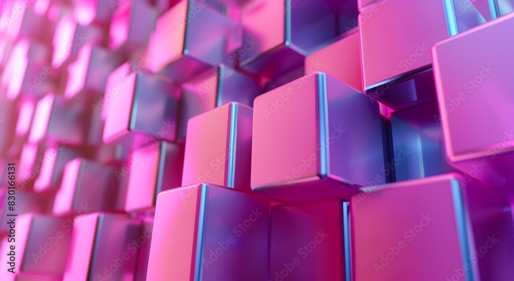 3D render of pink and purple abstract cubes background in the style of abstract cubes

