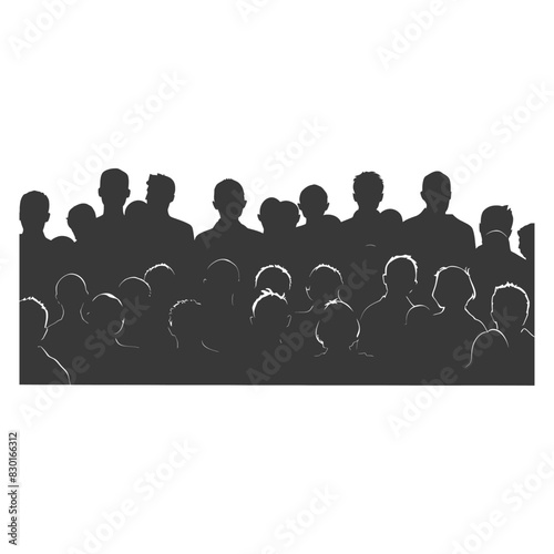 silhouette crowd audience full body black color only
