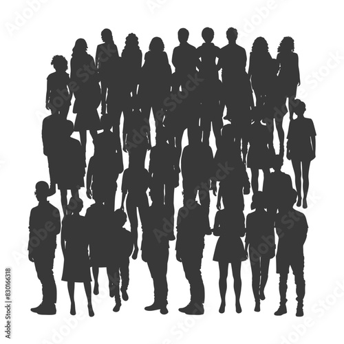 silhouette crowd audience full body black color only