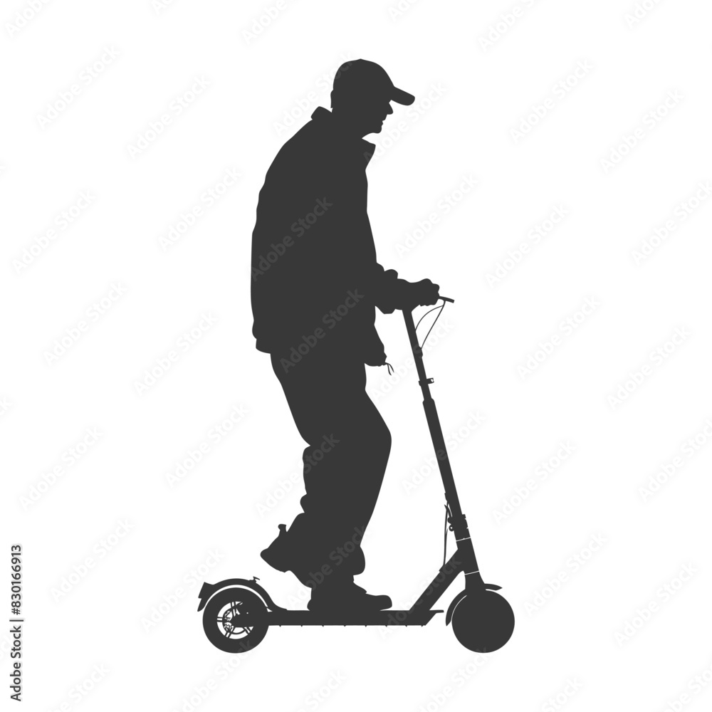 silhouette elderly man riding hoverboard black color only silhouette elderly man riding hoverboard black color only
