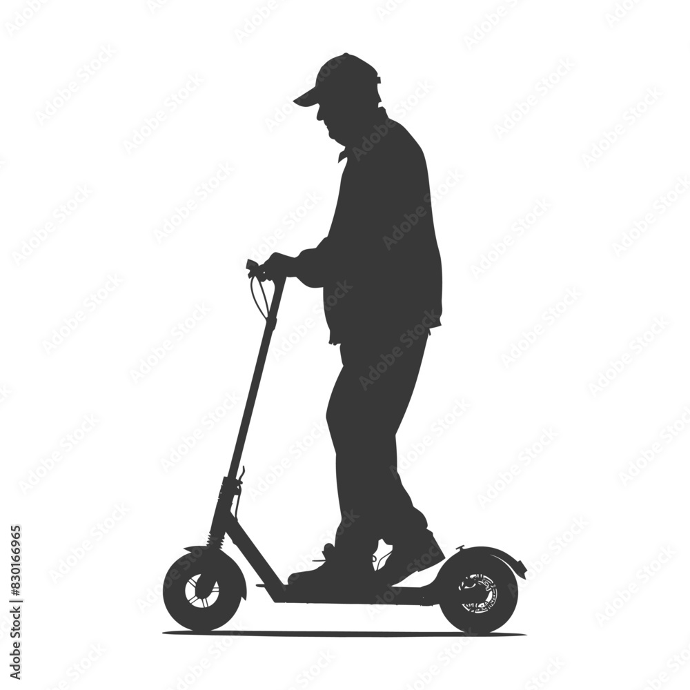 silhouette elderly man riding hoverboard black color only silhouette elderly man riding hoverboard black color only