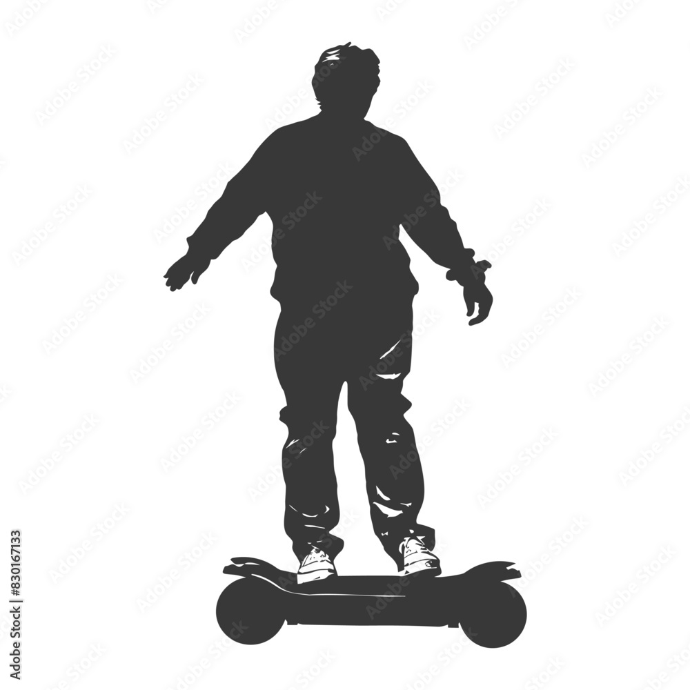 silhouette elderly man riding hoverboard black color only silhouette elderly man riding hoverboard black color only