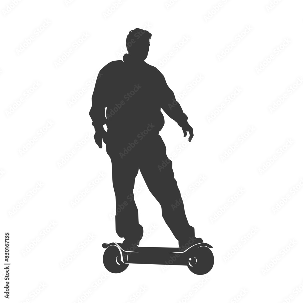 silhouette elderly man riding hoverboard black color only silhouette elderly man riding hoverboard black color only