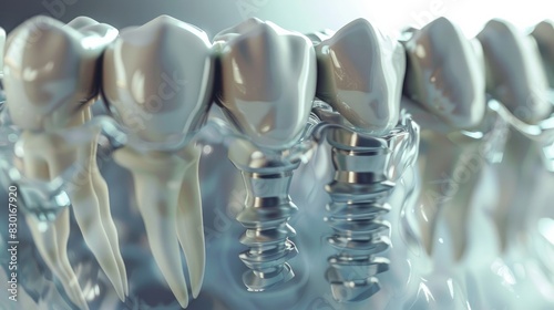 3D illustration of a dental implant, close-up.