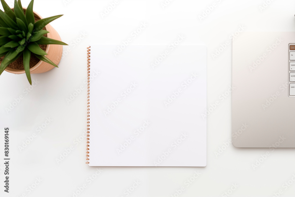 Top view on white office desktop with empty card for text, supplies and plants on the table. Workplace for happy work freelance. Top view on white office desktop with empty card for text, supplies and plants on the table. Workplace for happy work freelance.