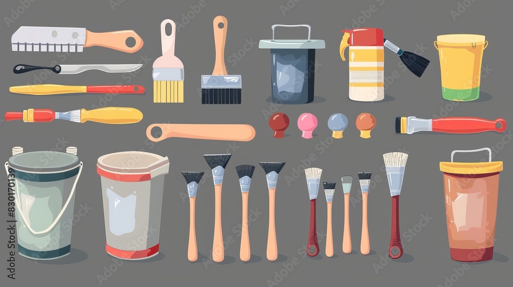 Tools and paints ready for home repairs.
Tools and paints ready for home repairs.