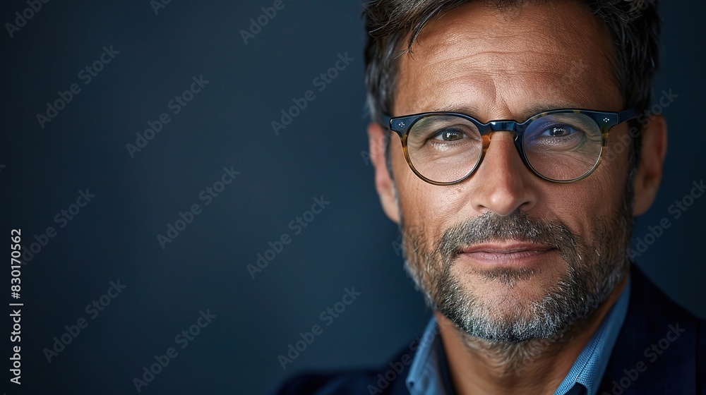 Obraz premium confident businessman portrait featuring a middle-aged man with glasses