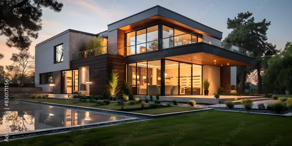 Blending Modern Living with Eco-Friendly Features and Smart Technology in Innovative Home Designs. Concept Eco-Friendly Living, Smart Technology, Innovative Home Designs, Modern Architecture