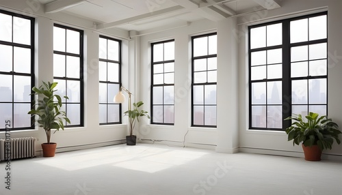 An empty loft livingroom penthouse NY,Madrid,London for Augmented reality mockup pattern frame photo