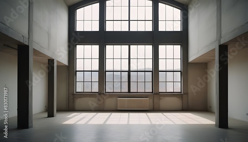An empty loft livingroom penthouse NY,Madrid,London for Augmented reality mockup pattern frame