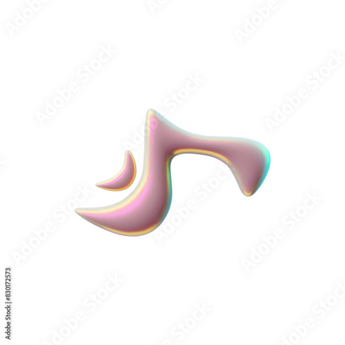 Vector icons 3D foil figurines with a glossy hologram effect on a white background.