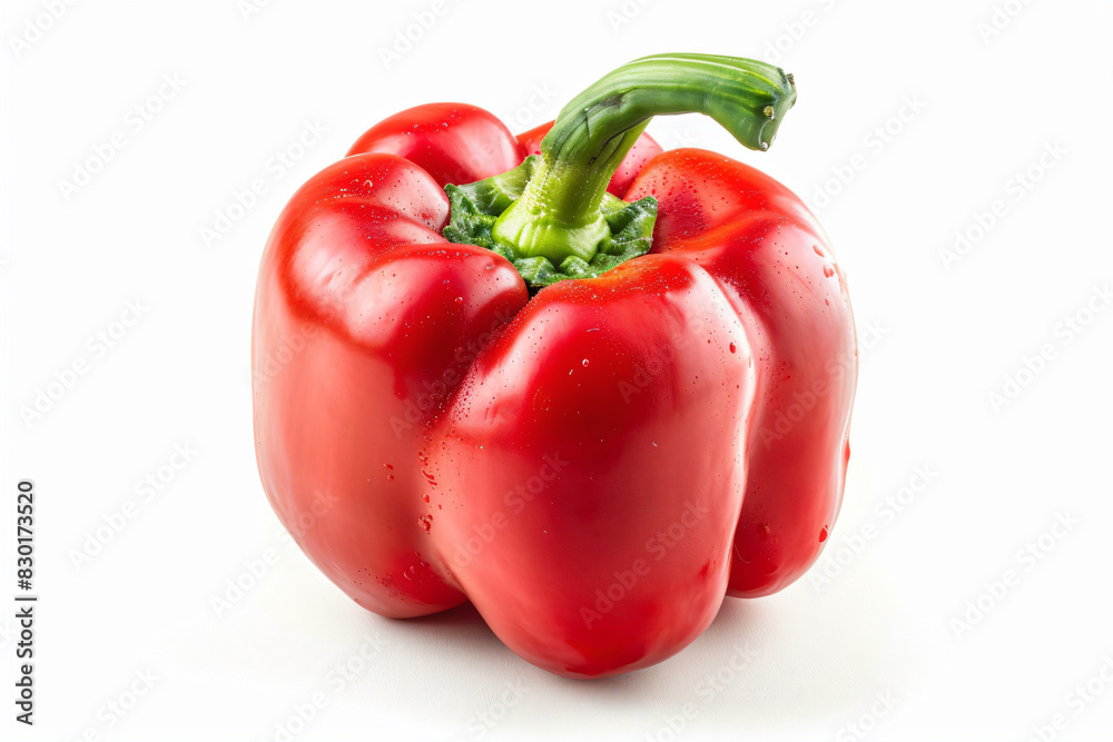 a red pepper with a green stem on a white background