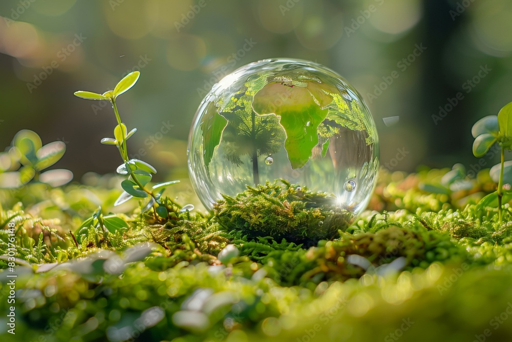 Glass globe with plant inside Glass globe with plant inside
