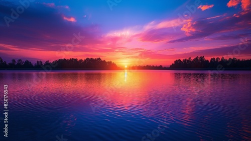 sunset over the lake