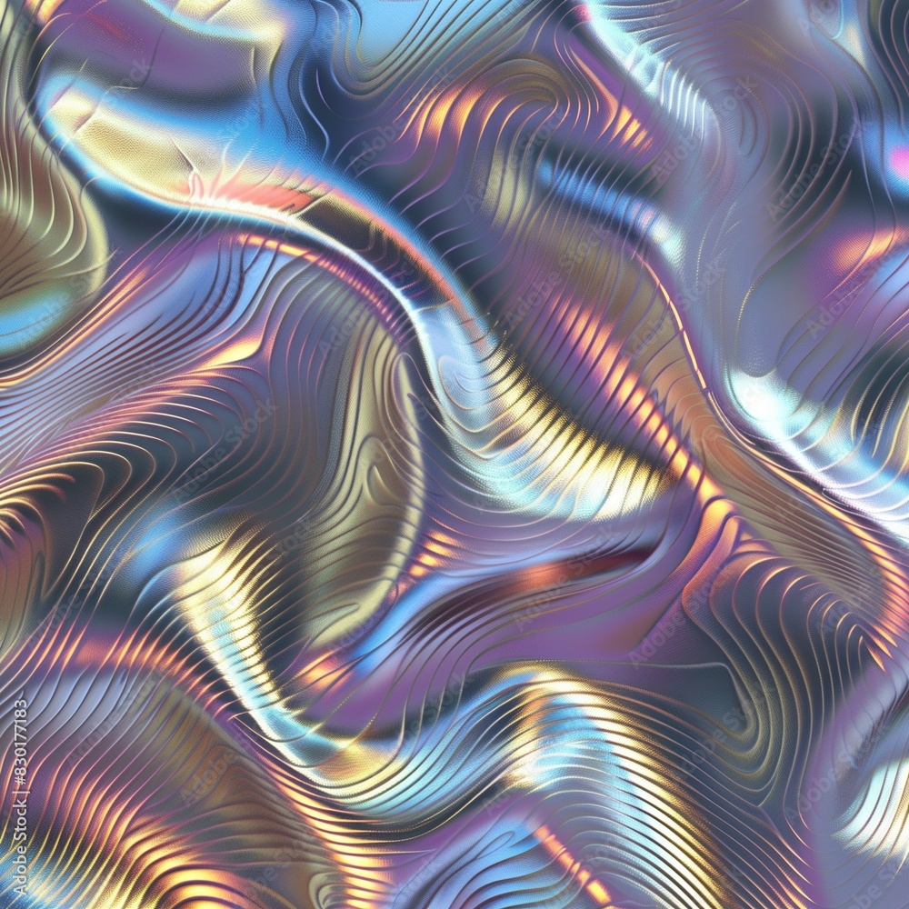 Swirling mix of iridescent gradient, creating a dynamic and fluid art texture. Copy space.	