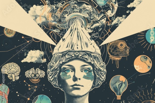 person wearing tinfoil hat - conspiracy theory idea illustration