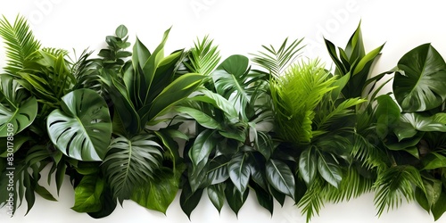 Tropical Foliage Plant with Jungle Leaves on White Background: Perfect for a Nature Theme. Concept Nature Theme, Tropical Foliage, Jungle Leaves, White Background, Outdoor Photography