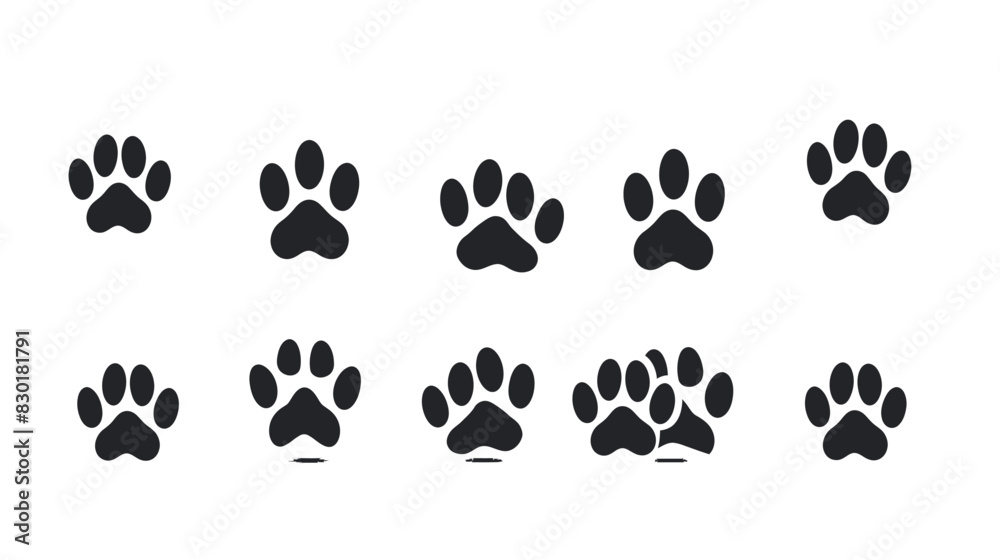 Paw icons for emoticons. Silhouette, paw symbols for emoticon design, cute paws. Vector icons Paw icons for emoticons. Silhouette, paw symbols for emoticon design, cute paws. Vector icons