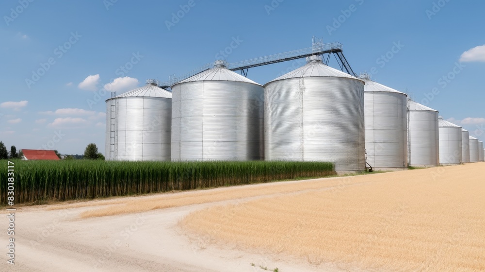 Storage of wheat and grain, outside view. Storage of wheat and grain, outside view.