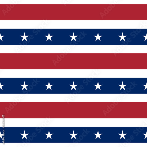 Patriotic seamless background with national flag colors for USA holidays. American National Symbol
