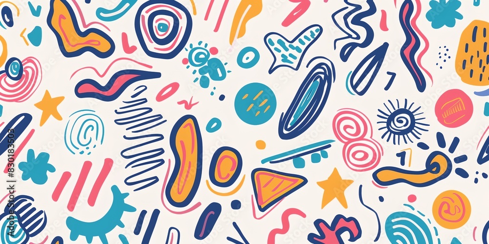 Obraz premium colorful pattern of shapes and lines on a white background