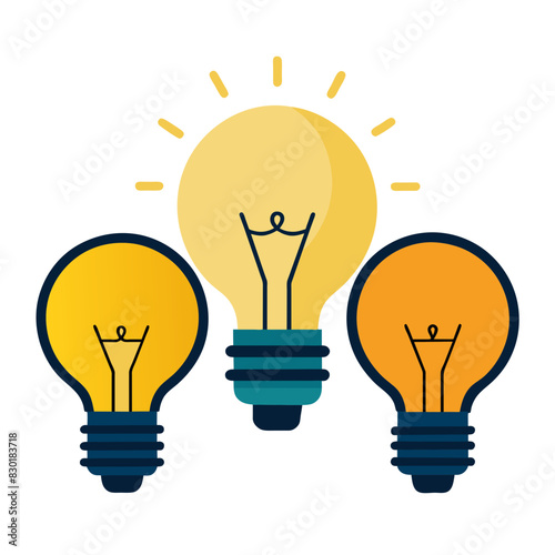  set of vector illustrations featuring different types of light bulbs