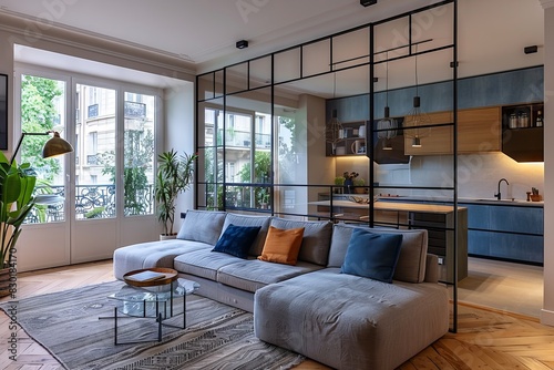 Modern living room in an apartment, creative design.