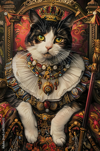 "Feline Majesty: A Cat Crowned in Regal Splendor"