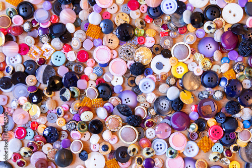 Colorful Assortment of Various Sewing Buttons photo