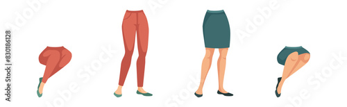 Woman Legs as Character Constructor with Separated Body Part Vector Set