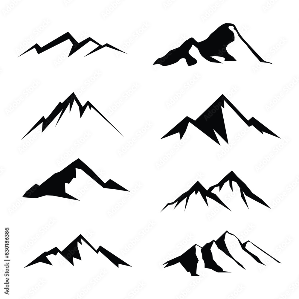 Fototapeta premium Mountain silhouette set icon vector design template